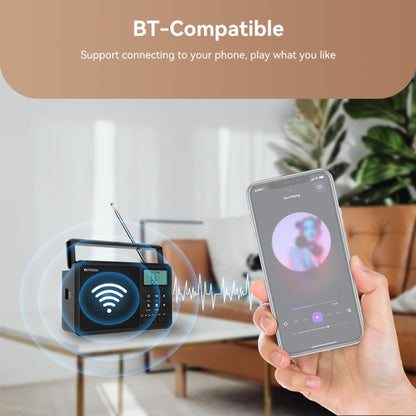 Retekess TR638 Radio FM Bluetooth pleine bande avec affichage numérique LCD et support d'antenne externe (prise UE)