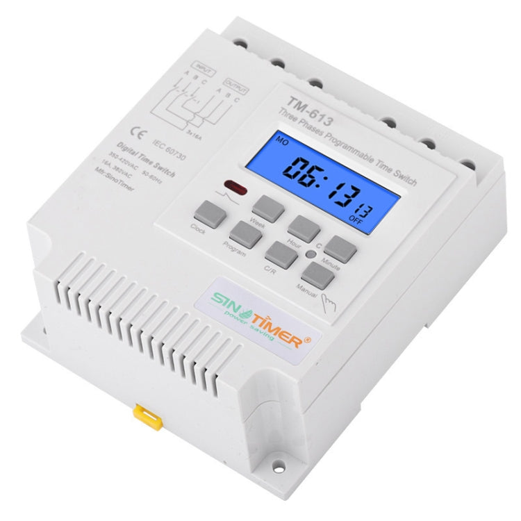 SINOTIMER TM613 380V 16A Three-Phase Programmable Time Switch With Backlight