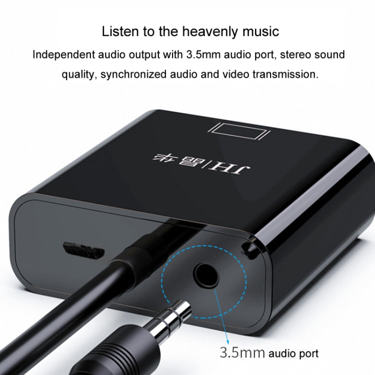 JINGHUA HDMI To VGA Adapter Cable Laptop Video Converter, Color: With Audio White