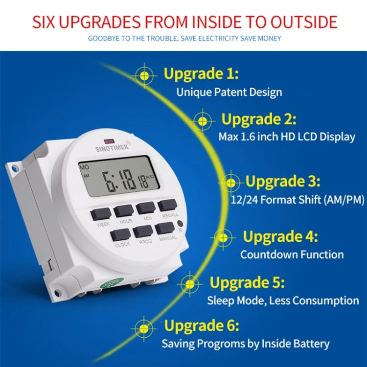 SINOTIMER TM618N-6V 7 Days Weekly Programmable Digital Electronic Timer Switch