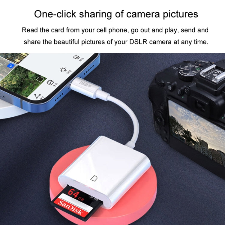 JINGHUA Mobile Phone Card Reader Converter Memory Card Reader, Model: Lighning With Cable SD