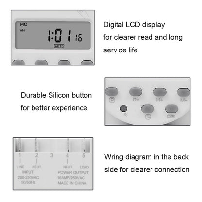 SINOTIMER  CN101A  5V  16A Digital LCD Timer Switch Programmable Timer Controller
