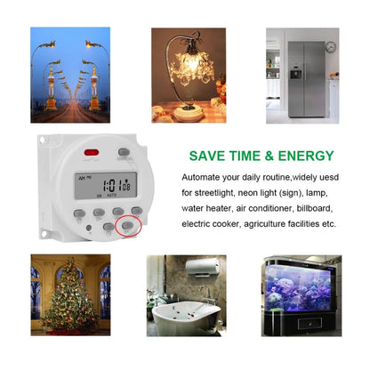SINOTIMER CN101S-4 12V 1 Second Interval Digital LCD Timer Switch 7 Days Weekly Programmable Time Relay