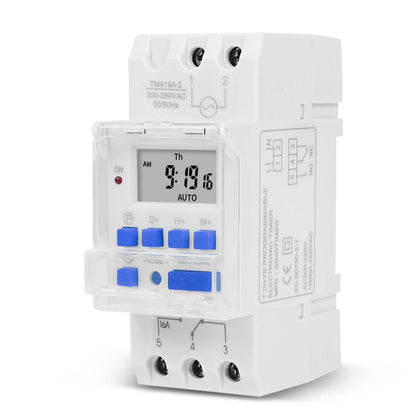 SINOTIMER TM919A-4 12V 16A Din Rail Mount Digital Timer Switch Microcomputer Weekly Programmable Time Relay Control