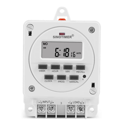 SINOTIMER TM618E -4 12V Smart Digital 7 Days Programmable Timer Switch 16A Controller With Mounting Base