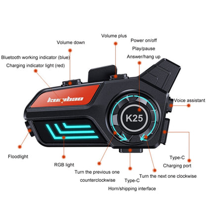 KUQIBAO Motorcycle Helmet Waterproof Bluetooth-compatible Headset With Light(Soft Microphone)