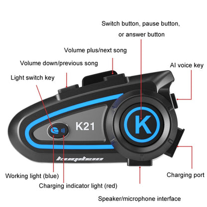 KUQIBAO Motorcycle Helmet Long-lasting Waterproof Bluetooth-compatible Headset with Light(Soft Microphone)