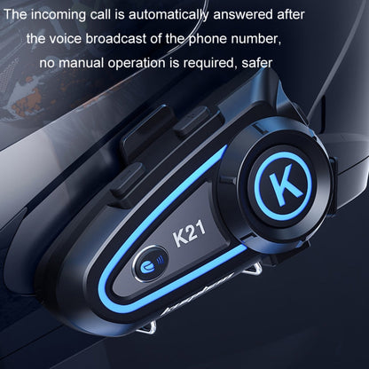 KUQIBAO Motorcycle Helmet Long-lasting Waterproof Bluetooth-compatible Headset with Light(Hard Microphone)