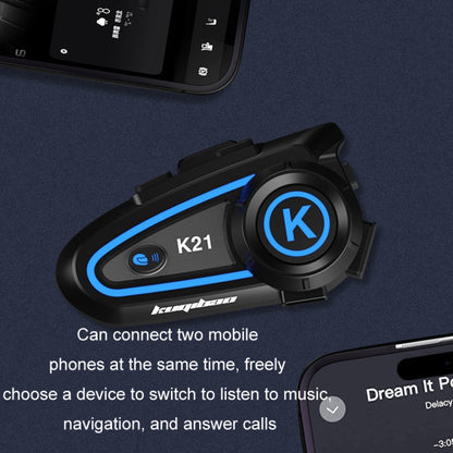 KUQIBAO Motorcycle Helmet Long-lasting Waterproof Bluetooth-compatible Headset with Light(Hard Microphone)