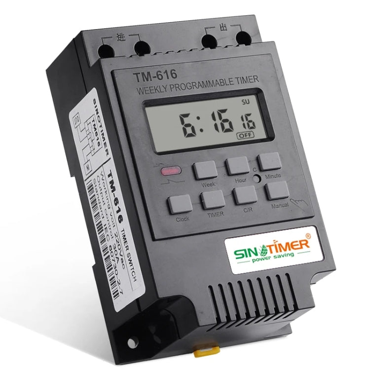 SINOTIMER TM616B-1 110V 30A Weekly Programmable Digital Timer Switch Relay Control