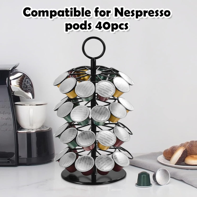 For Nespresso OASISWJ Assembly 40pcs 360 Degree Rotating Coffee Capsule Organizer(Black)
