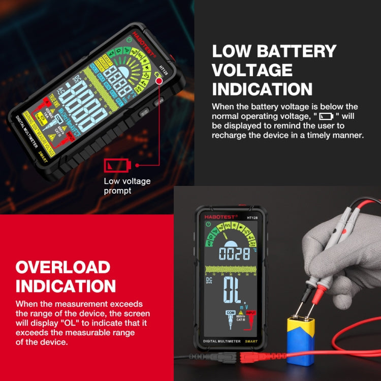 HABOTEST Automatic Range Digital Display Ultra-Clear Intelligent Current Multimeter