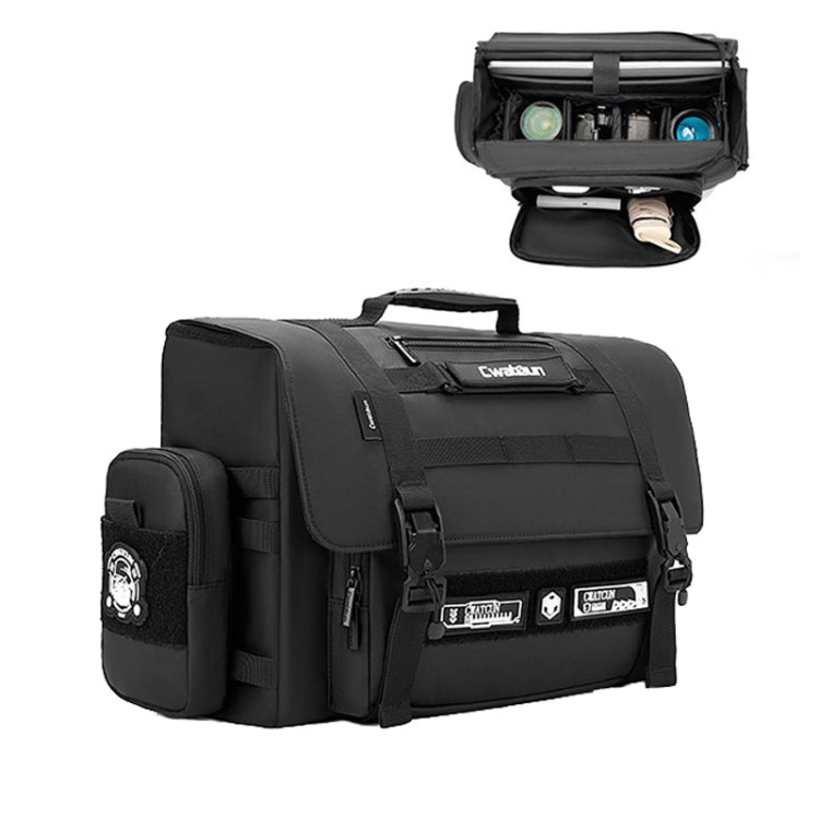 Sac photo reflex numérique Cwatcun D115, en cuir imperméable, à bandoulière, couleur : Noir Grande taille