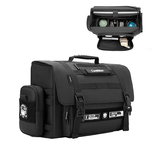 Sac photo reflex numérique Cwatcun D115, en cuir imperméable, à bandoulière, couleur : Noir Grande taille
