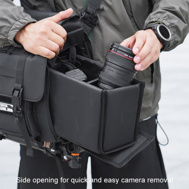 Cwatcun D115 Shoulder Crossbody Waterproof Leather Film DSLR Camera Bag, Color: Black Medium