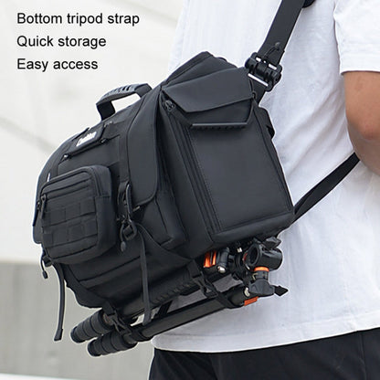 Sac photo reflex numérique Cwatcun D115, en cuir imperméable, à bandoulière, couleur : Noir Grande taille