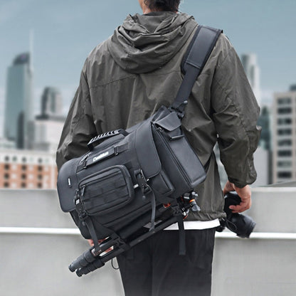 Cwatcun D115 Shoulder Crossbody Waterproof Leather Film DSLR Camera Bag, Color: Black Small