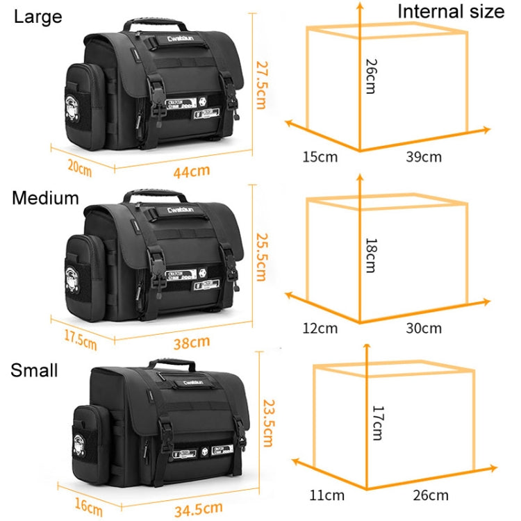 Cwatcun D115 Shoulder Crossbody Waterproof Leather Film DSLR Camera Bag, Color: Black Small