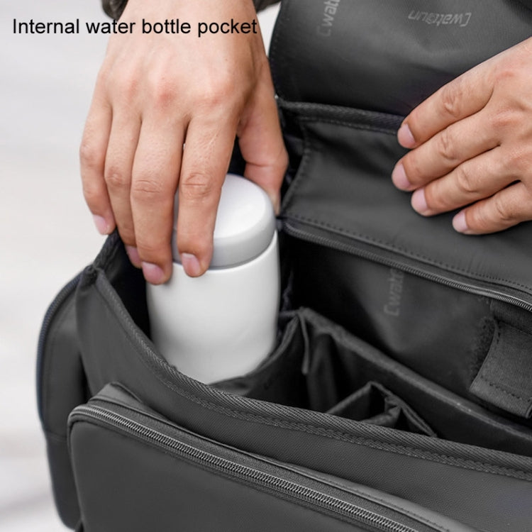 Sac photo reflex numérique Cwatcun D115, en cuir imperméable, à bandoulière, couleur : Noir Grande taille