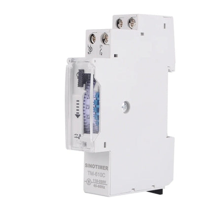 SINOTIMER  TM610C 110-250V 16A Quartz Mechanical Timer 24 Hours Programmable Din Rail Relay
