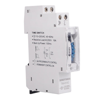 SINOTIMER  TM610C 110-250V 16A Quartz Mechanical Timer 24 Hours Programmable Din Rail Relay