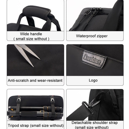 Cwatcun D109 Portable Casual Waterproof Multi-Function Camera Storage Photography Bag, Color: Medium Black
