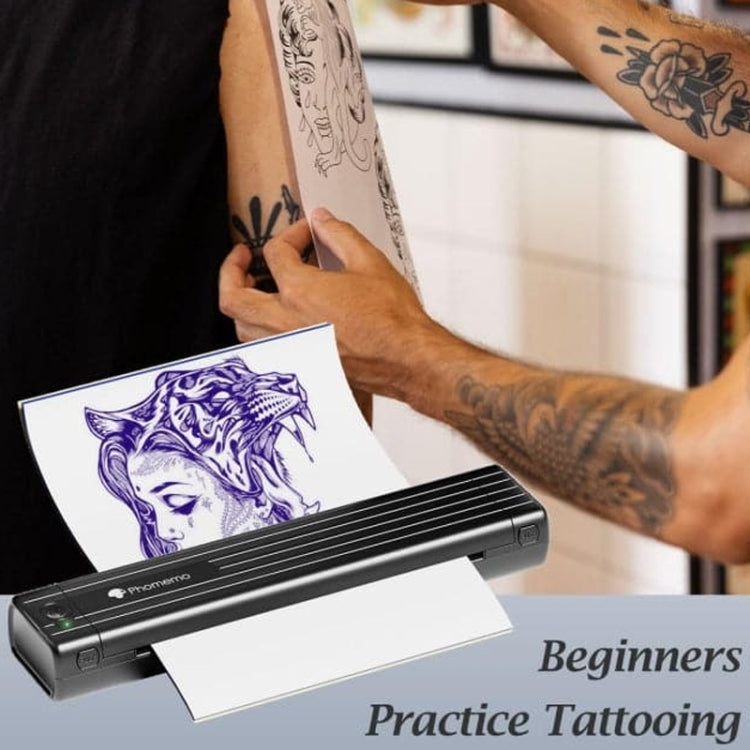 Imprimante de pochoirs de tatouage sans fil Phomemo TP83-BK avec 10 feuilles de papier de transfert (noir)