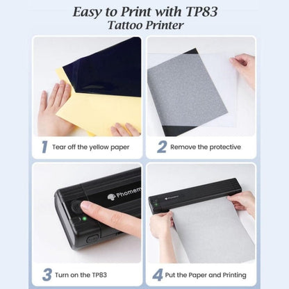 Imprimante de pochoirs de tatouage sans fil Phomemo TP83-BK avec 10 feuilles de papier de transfert (noir)