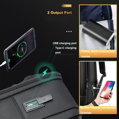 Bopai 61-51011 Large-Capacity Waterproof Business Laptop Backpack With USB+Type-C Port(Black)