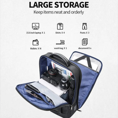 Bopai 61-51011 Large-Capacity Waterproof Business Laptop Backpack With USB+Type-C Port(Black)
