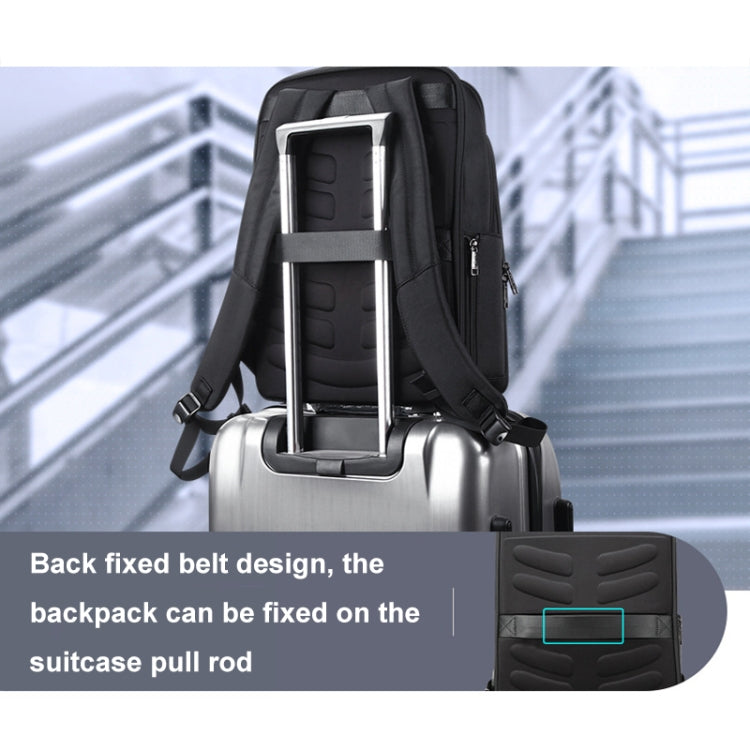 Bopai 61-51011 Large-Capacity Waterproof Business Laptop Backpack With USB+Type-C Port(Black)