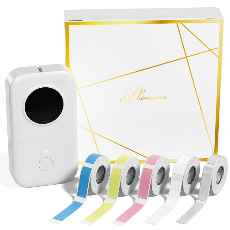 Imprimante d'étiquettes thermique portable Phomemo D30 Bluetooth Mini machine à étiquettes avec 5 rouleaux de papier Blanc