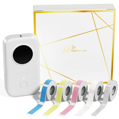 Imprimante d'étiquettes thermique portable Phomemo D30 Bluetooth Mini machine à étiquettes avec 5 rouleaux de papier Blanc