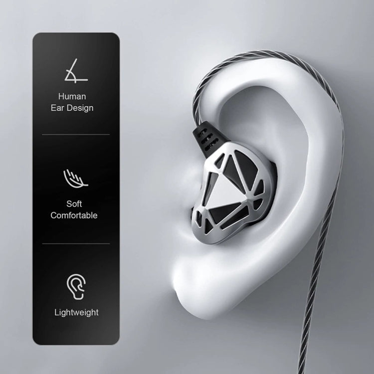 Écouteurs filaires intra-auriculaires stéréo HIFI Sport QKZ AK7 3,5 mm avec basses puissantes (Gris)