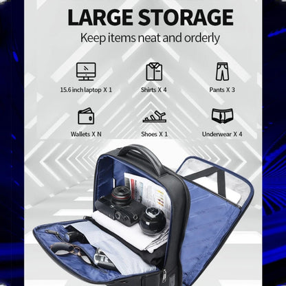 Bopai 61-53111 Large-capacity Waterproof Business Laptop Backpack With USB+Type-C Port(Black)