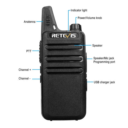 RETEVIS RT22 Hotel Mini Charging Two-Way Wireless Intercom Walkie Talkie(EU Frequency no Plug)