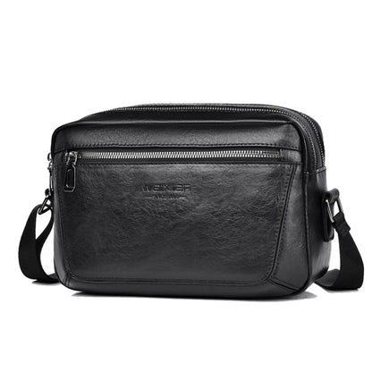 WEIXIER D523 Men Large Capacity Crossbody Single Shoulder Bag Casual PU Messenger Handbag(Black)