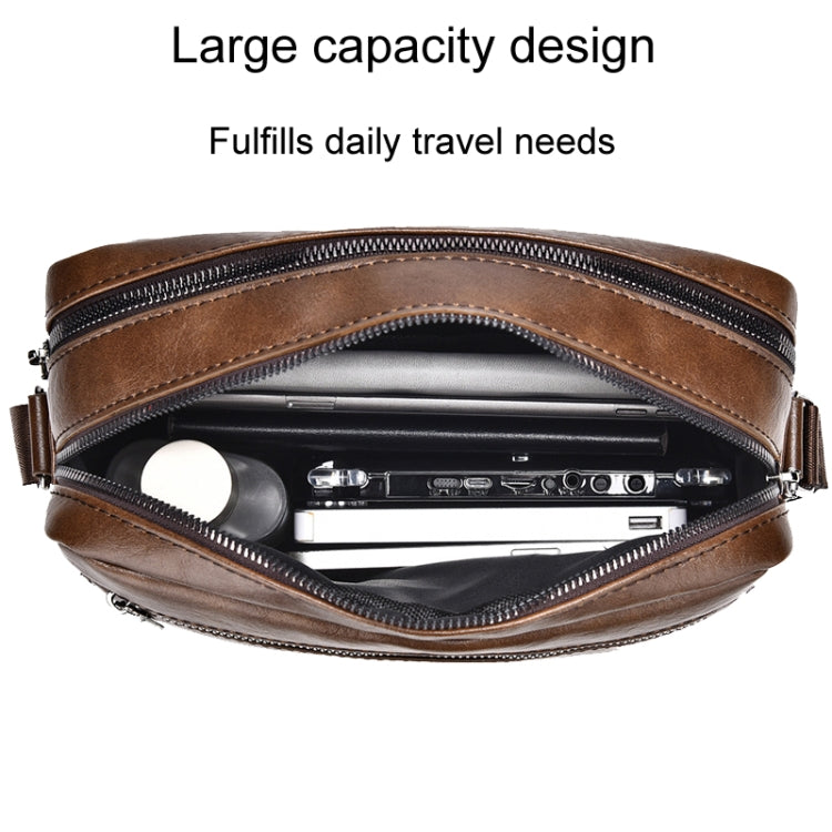 WEIXIER D523 Men Large Capacity Crossbody Single Shoulder Bag Casual PU Messenger Handbag(Black)