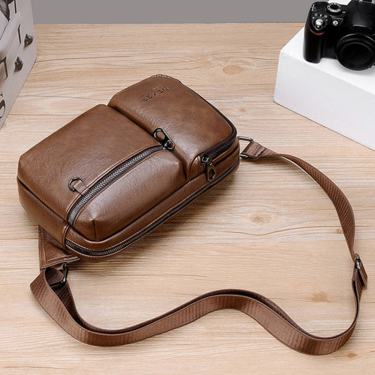 WEIXIER D401 Men Large Capacity Crossbody Single Shoulder Bag Casual PU Messenger Handbag(Black)