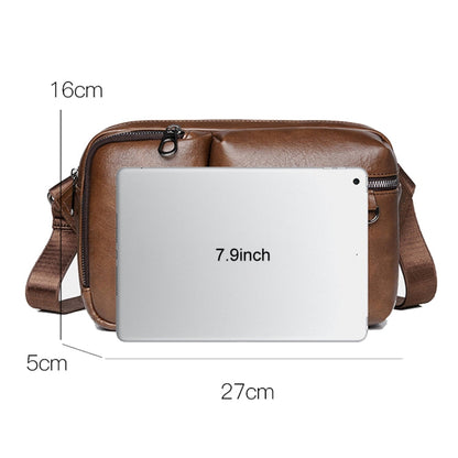 WEIXIER D401 Men Large Capacity Crossbody Single Shoulder Bag Casual PU Messenger Handbag(Brown)
