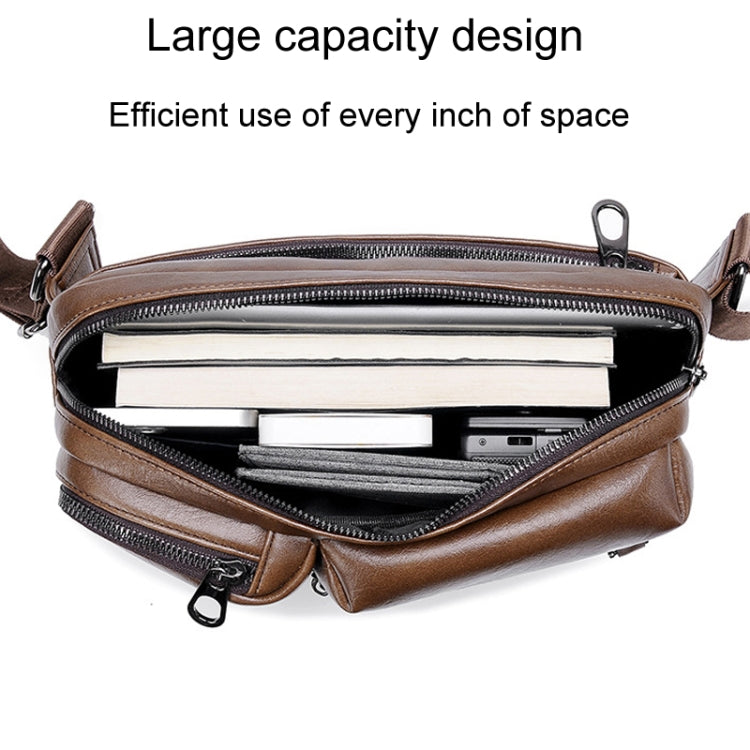 WEIXIER D401 Men Large Capacity Crossbody Single Shoulder Bag Casual PU Messenger Handbag(Brown)