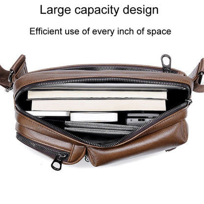WEIXIER D401 Men Large Capacity Crossbody Single Shoulder Bag Casual PU Messenger Handbag(Brown)