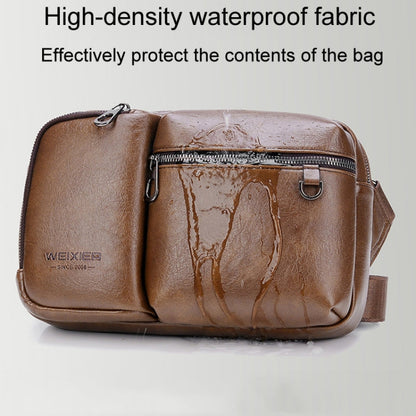 WEIXIER D401 Men Large Capacity Crossbody Single Shoulder Bag Casual PU Messenger Handbag(Brown)