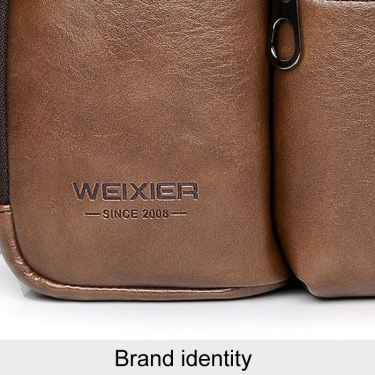 WEIXIER D401 Men Large Capacity Crossbody Single Shoulder Bag Casual PU Messenger Handbag(Brown)