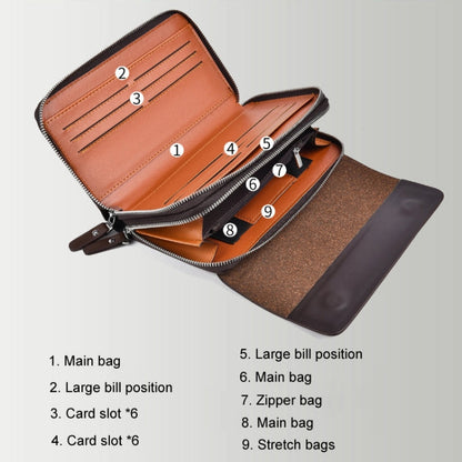 WEIXIER W129 Men Magnetic Buckle Anti-Theft Clutch Bag Large Capacity Multi-Card Wallet(Brown)
