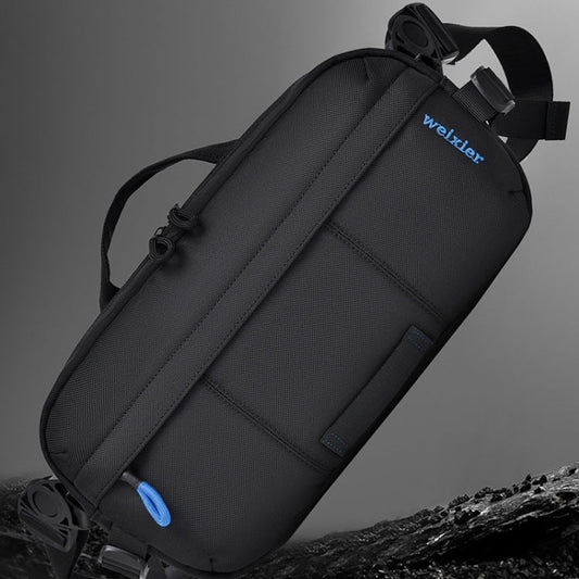 WEIXIER D512 Sac de Poitrine Bandoulière Homme Grande Capacité Imperméable Sport Décontracté (Noir)