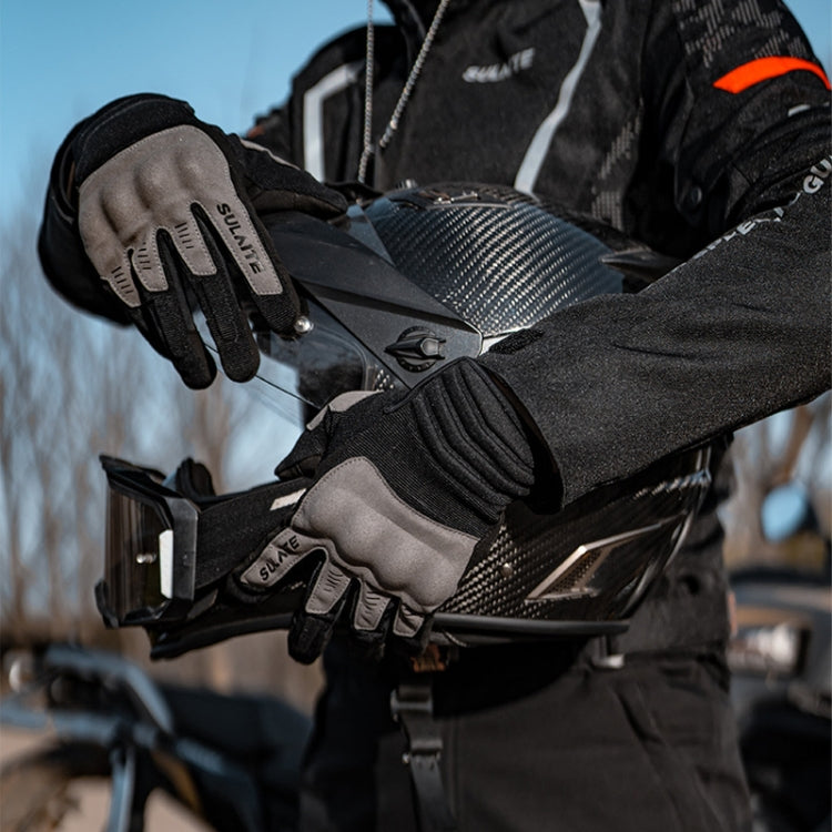 Gants de moto SULAITE, respirants, tactiles, avec doigts complets, Taille : XXL (Noir)