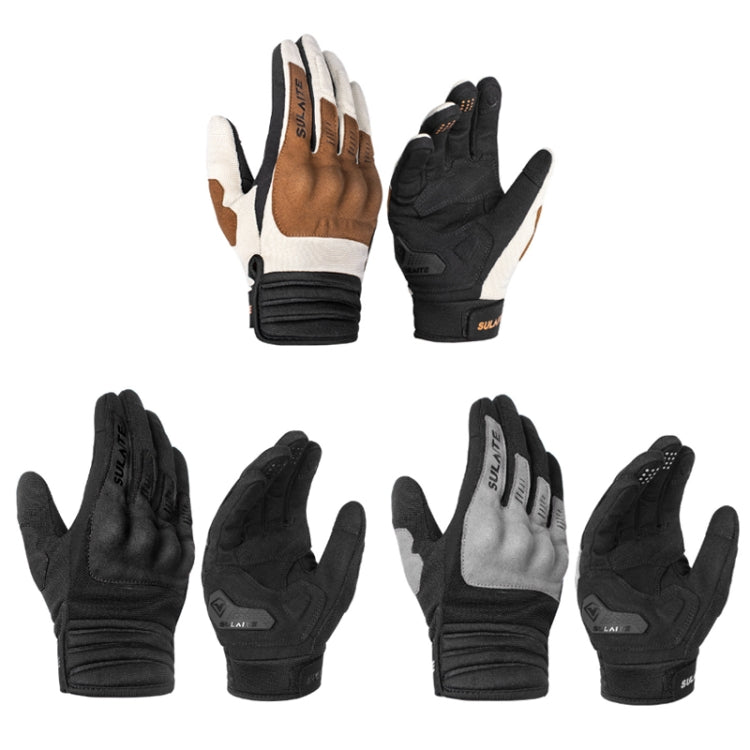Gants de moto SULAITE, respirants, tactiles, avec doigts complets, Taille : XXL (Noir)