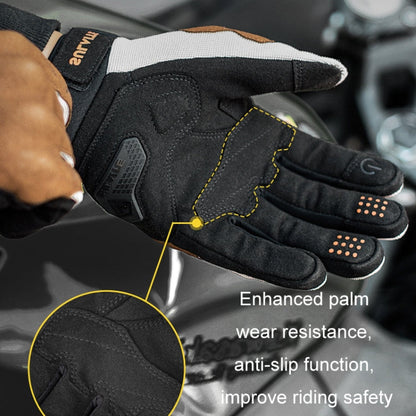 SULAITE Motorcycle Riding Breathable Conductive Touch Screen Full Finger Gloves, Size: XXL(Khaki)