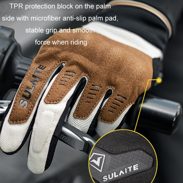 Gants de moto SULAITE, respirants, tactiles, avec doigts complets, Taille : XXL (Noir)